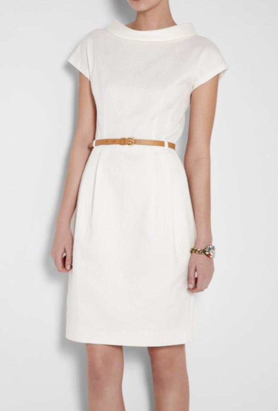 Moschino Cheap and Chic White Cotton Pique Textured Sheath Dress Size 6